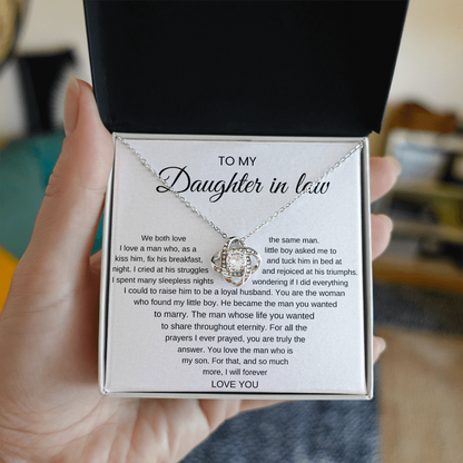 To My Daughter-In-Law, We Both Love The Same Man - Love Knot Necklace