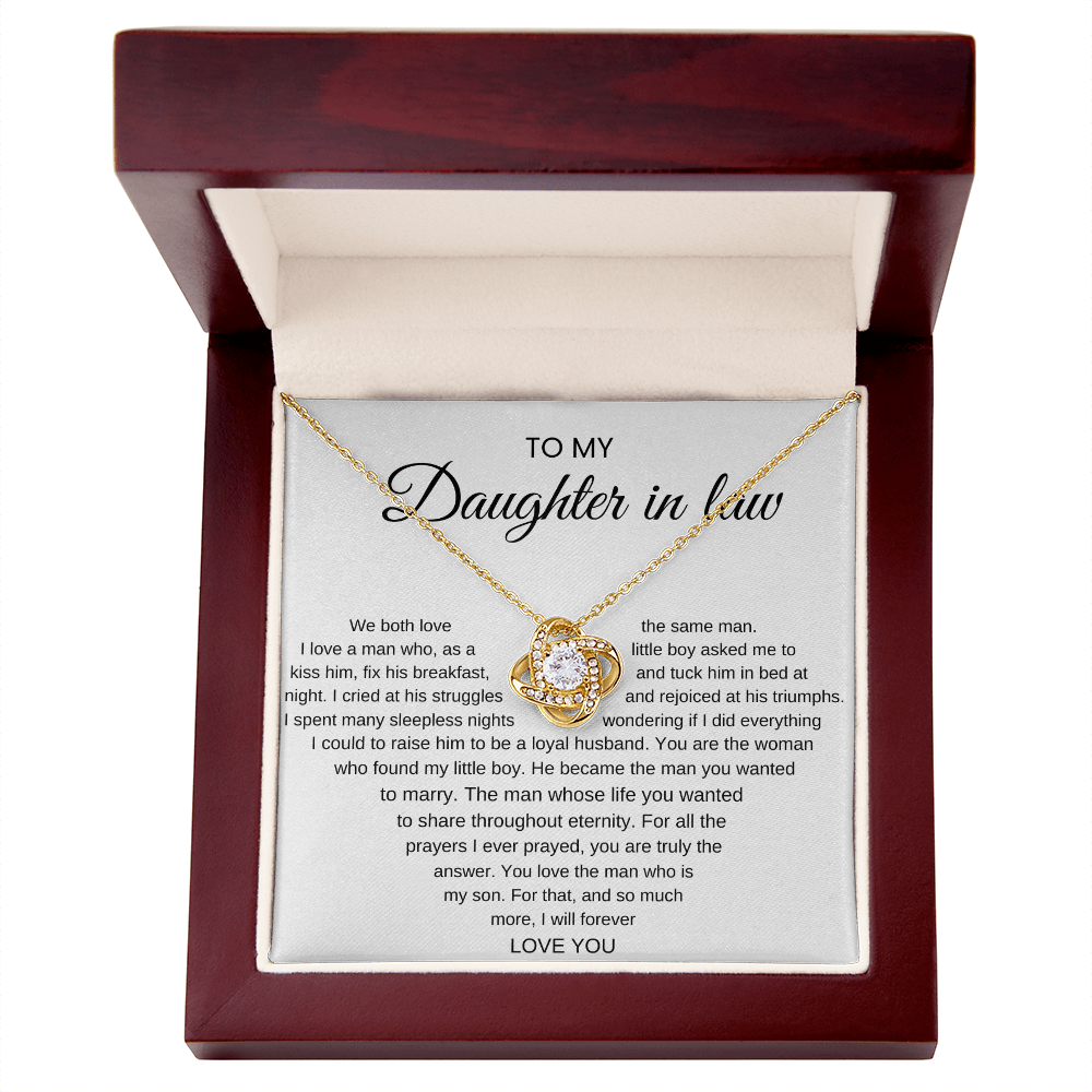 To My Daughter-In-Law, We Both Love The Same Man - Love Knot Necklace