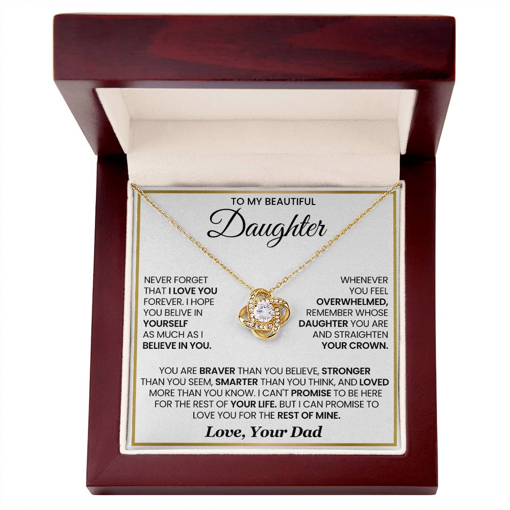 To My Beautiful Daughter, Never Forget That I Love You - Love Knot Necklace