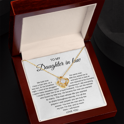 To My Daughter-In-Law, We Both Love The Same Man - Love Knot Necklace