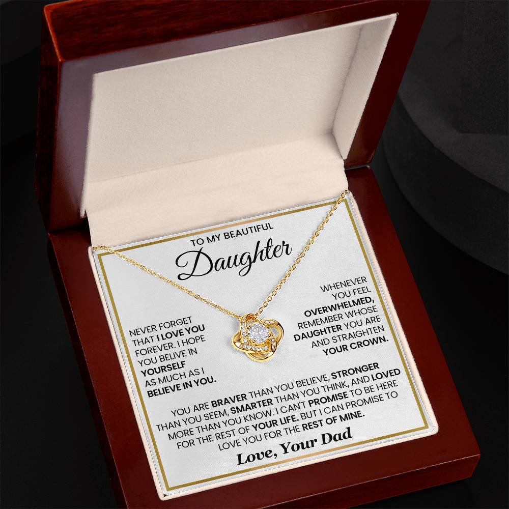 To My Beautiful Daughter, Never Forget That I Love You - Love Knot Necklace