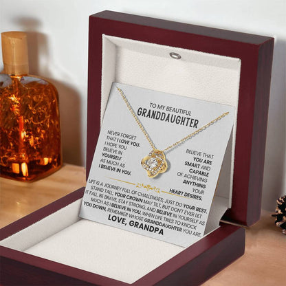 To My Beautiful Granddaughter - Life Is A Journey Full Of Challenges - Love Knot Necklace