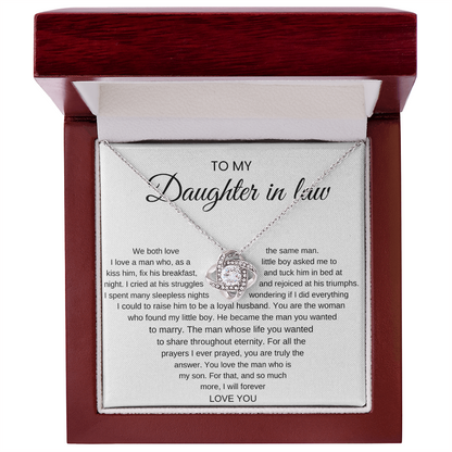 To My Daughter-In-Law, We Both Love The Same Man - Love Knot Necklace
