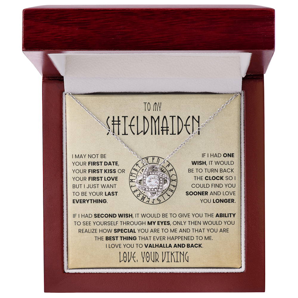 To My Shieldmaiden - I Love You To Valhalla And Back - Love Knot Necklace