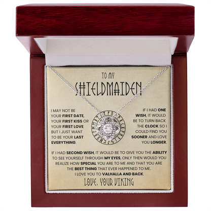 To My Shieldmaiden - I Love You To Valhalla And Back - Love Knot Necklace