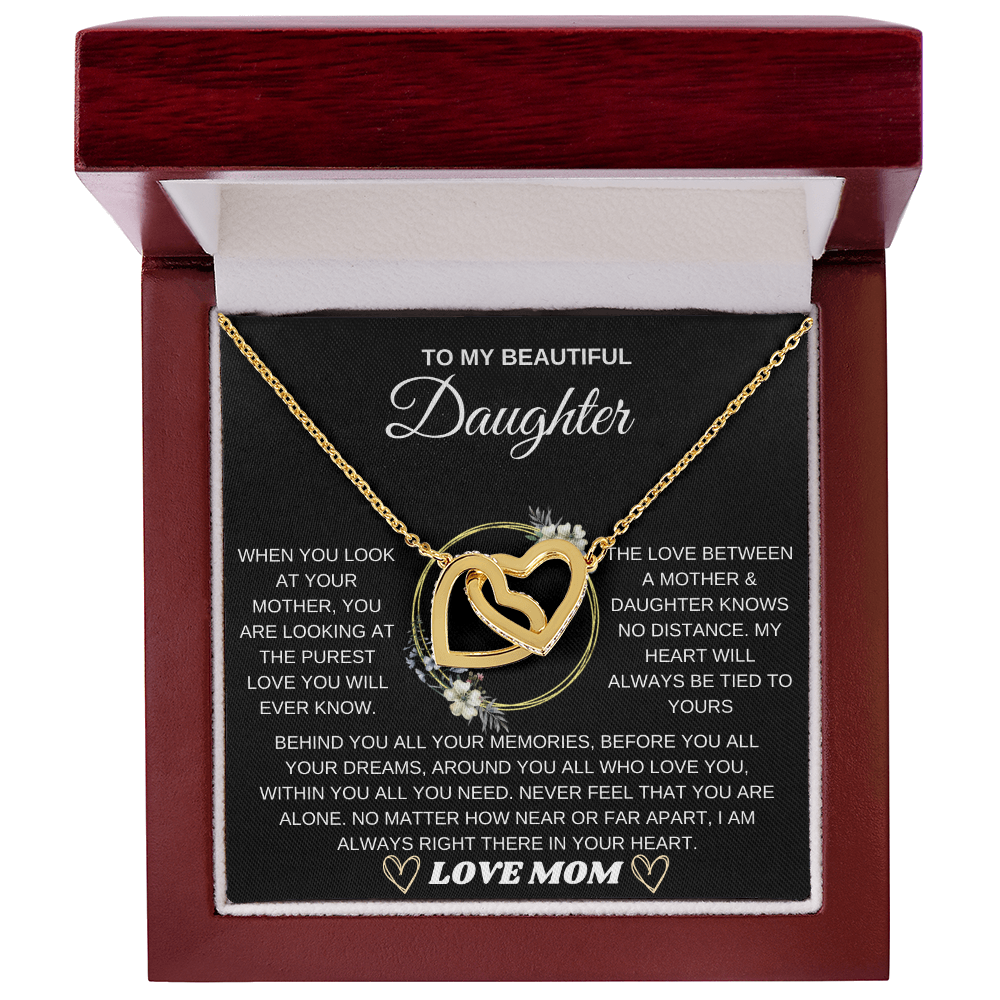 To My Beautiful Daughter, When You Look At Your Mother - Interlocking Hearts Necklace
