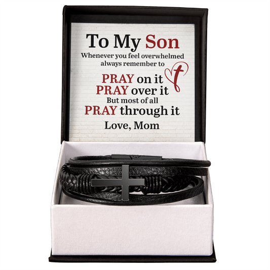 To My Son - Whenever You Feel Overwhelmed Always Remember To - Cross Bracelet