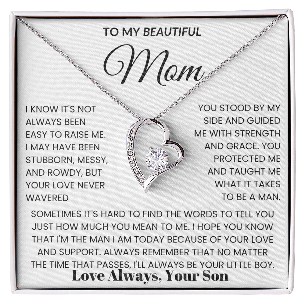 To My Mom - I Love You Heart Necklace