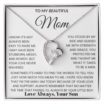 To My Mom - I Love You Heart Necklace