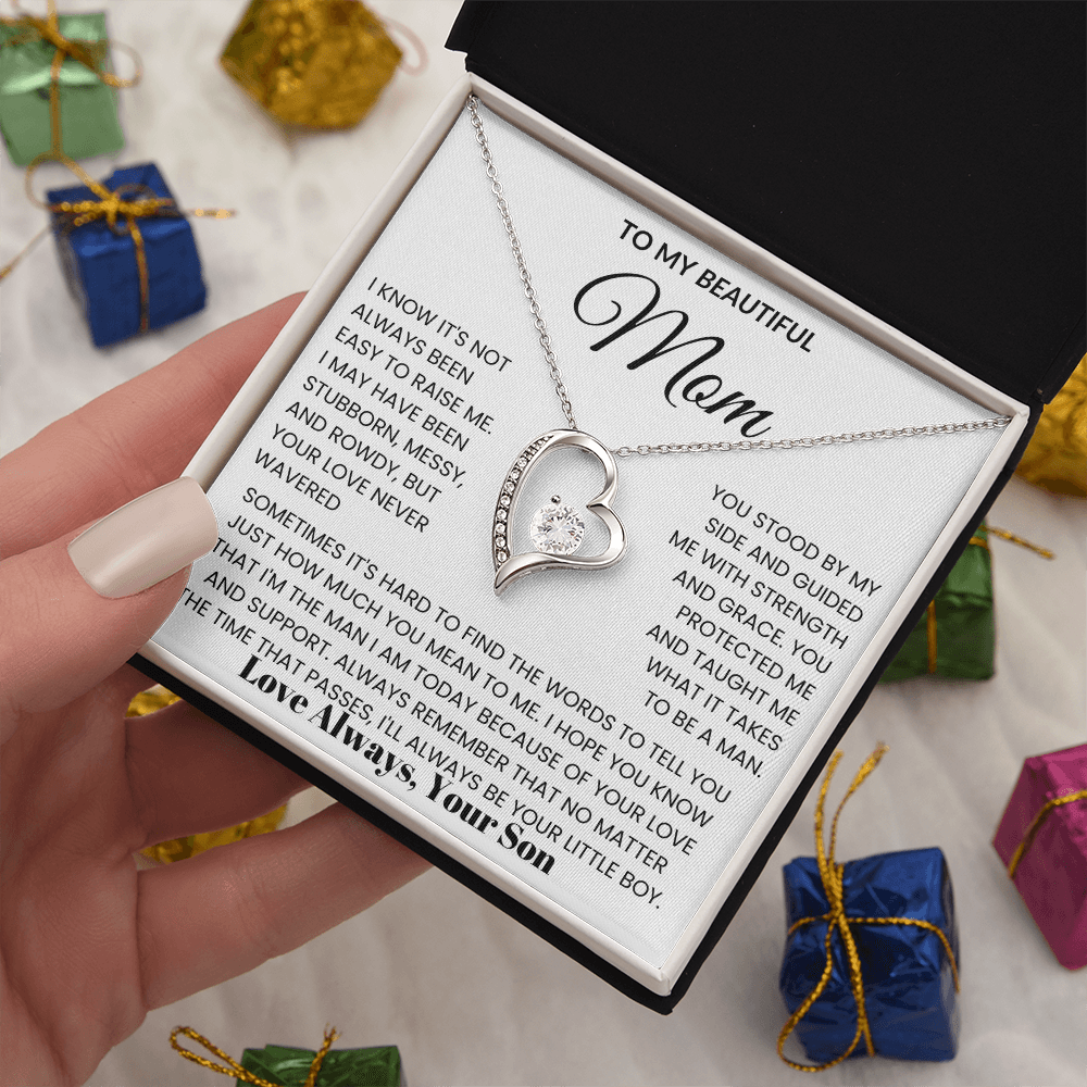 To My Mom - I Love You Heart Necklace