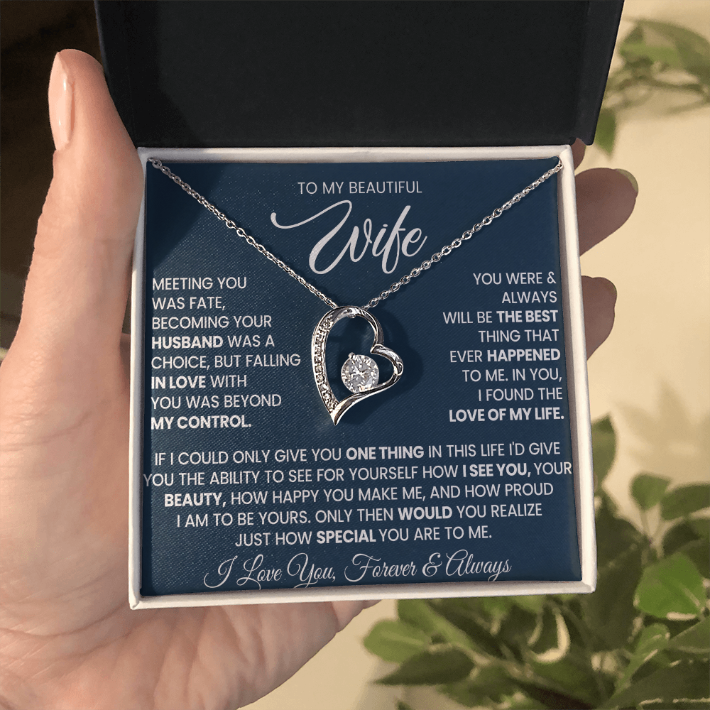 An meine wunderschöne Frau, Dich zu treffen war Schicksal – Halskette „Forever Love“