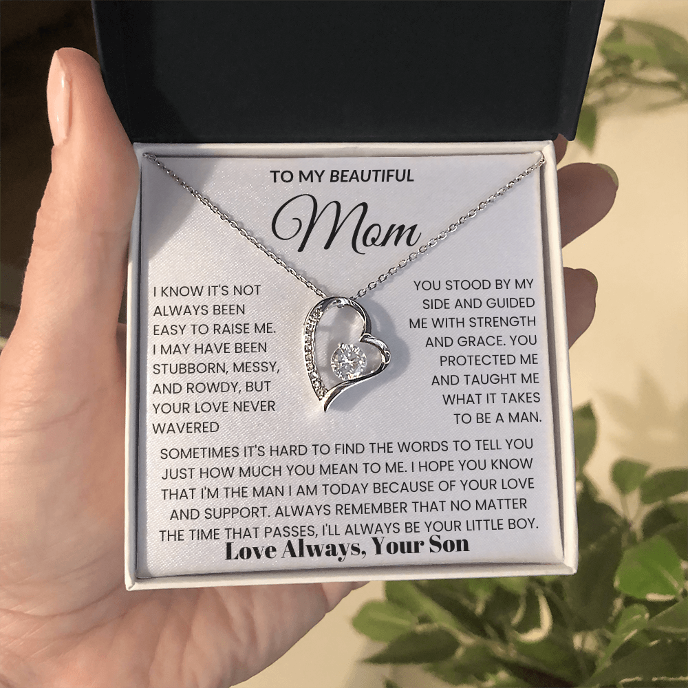 To My Mom - I Love You Heart Necklace