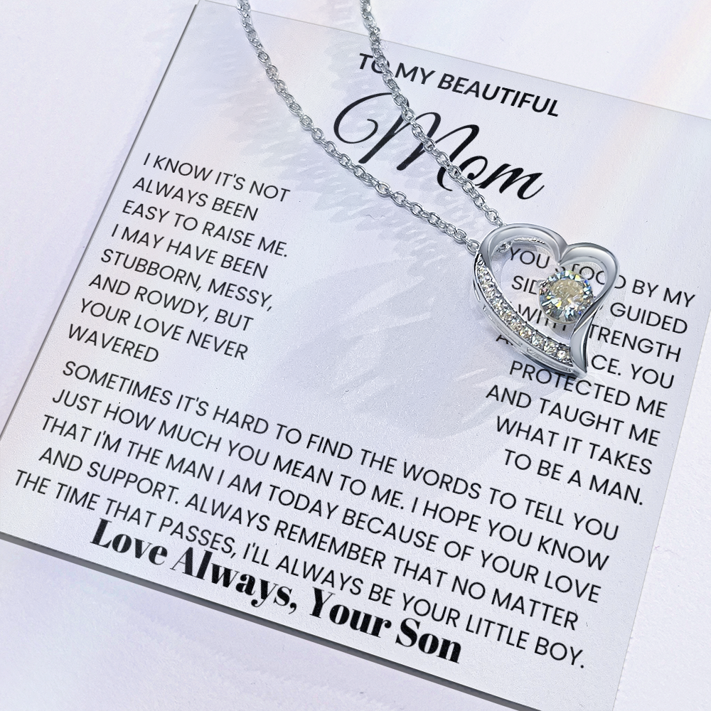 To My Mom - I Love You Heart Necklace