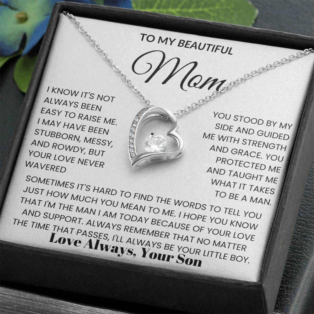 To My Mom - I Love You Heart Necklace