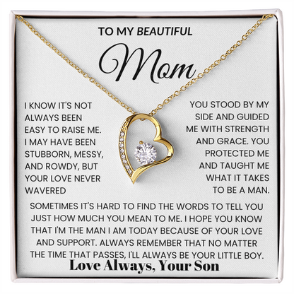 To My Mom - I Love You Heart Necklace