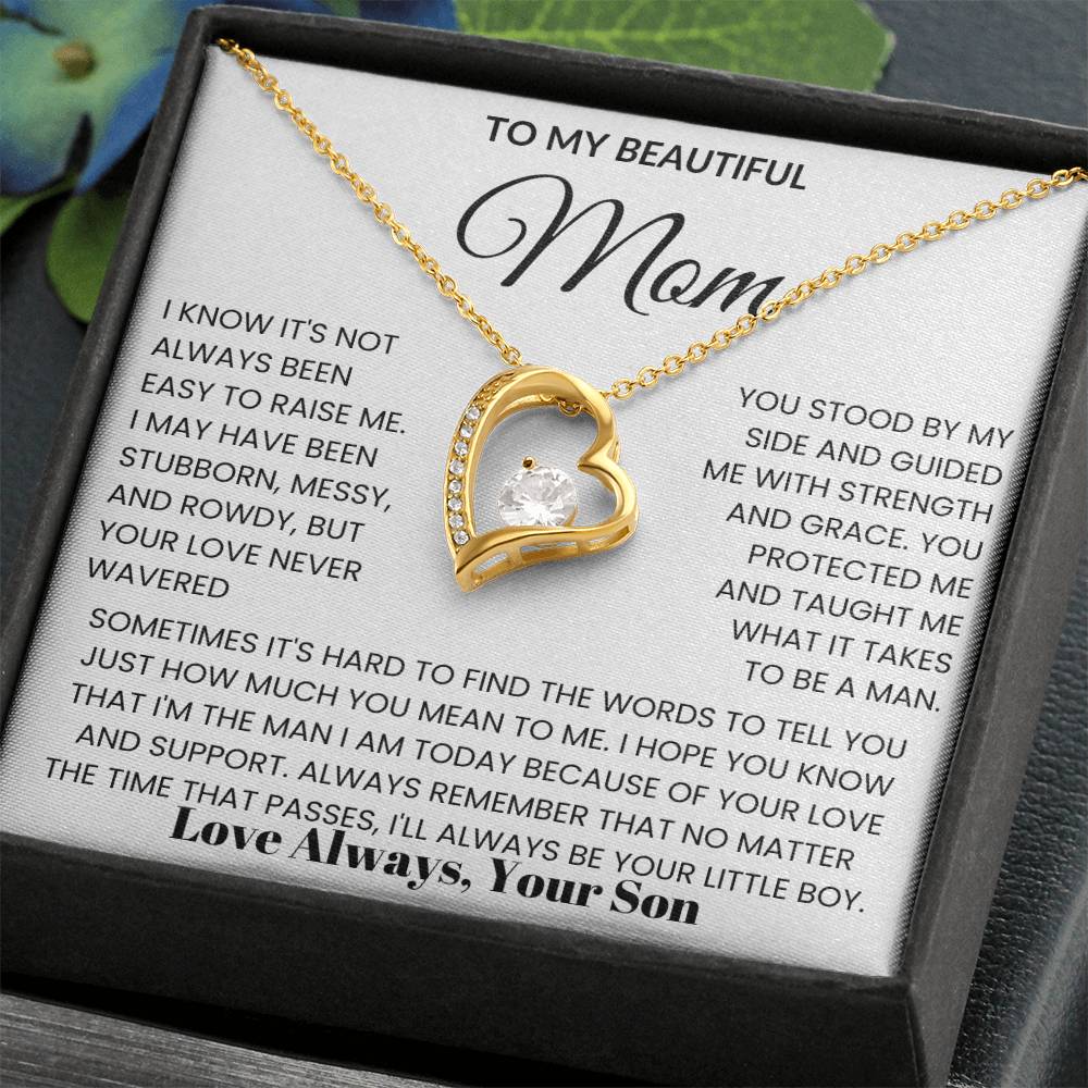 To My Mom - I Love You Heart Necklace