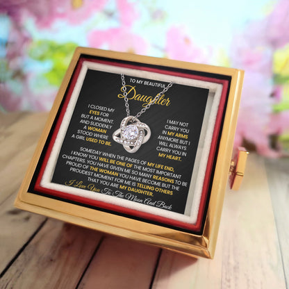 An meine wunderschöne Tochter – Ich schloss meine Augen nur für einen Moment – Geschenkbox mit drehbarer Rose
