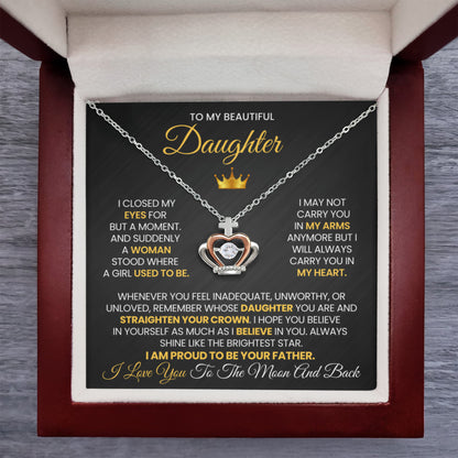 Dad To Daughter Gift - Straighten Your Crown Necklace