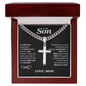 To My Son, Pray on It, Pray Over It And Pray Through It - Cross  Cuban Link Chain