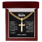 To My Son, Pray on It, Pray Over It And Pray Through It - Cross  Cuban Link Chain